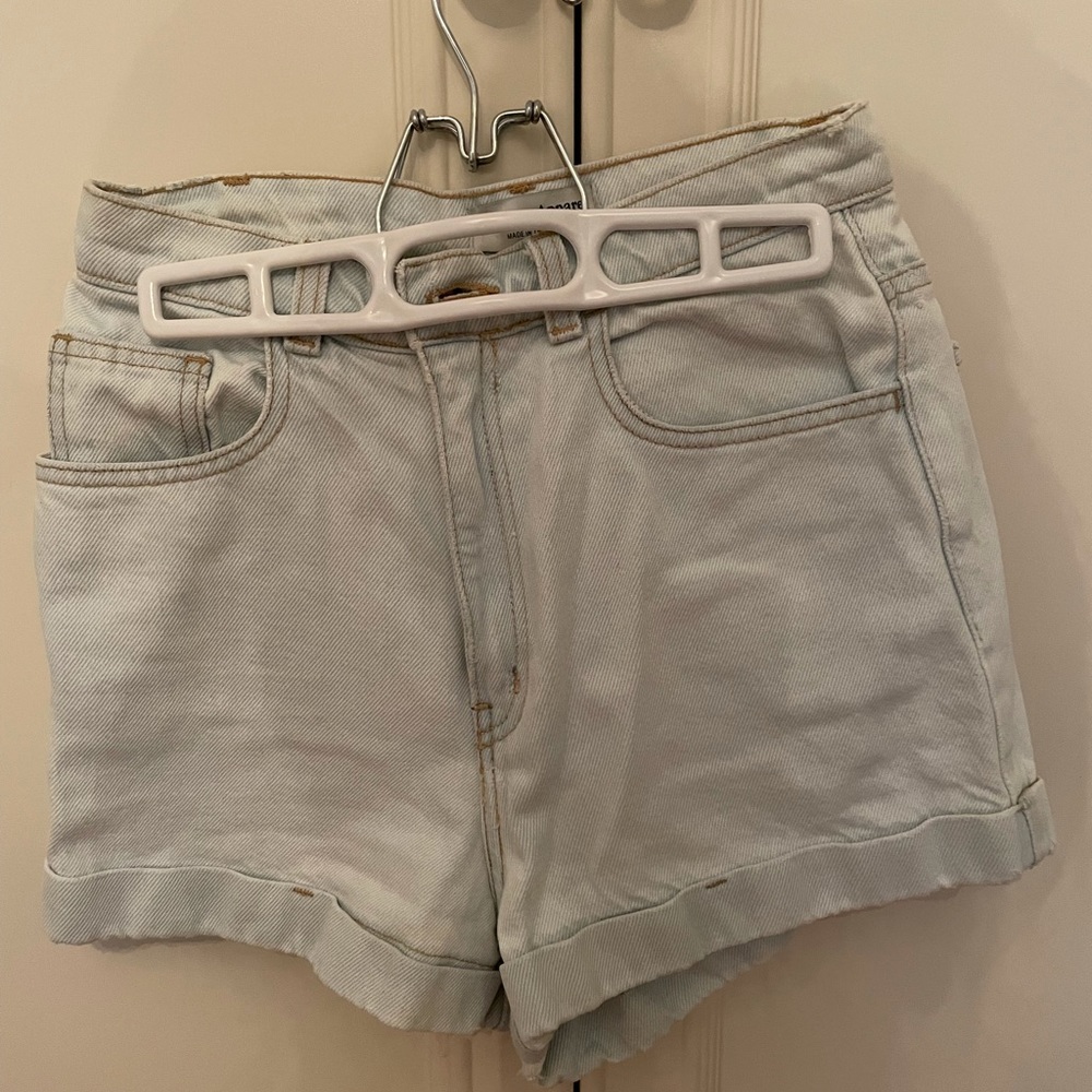 American Apparel light wash high-waist denim shorts